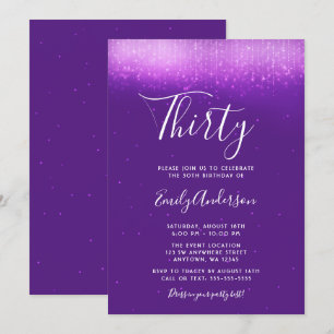 Invitation Glam Purple 30e anniversaire