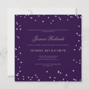 Invitation Glam Purple et Silver Confetti