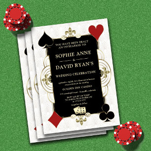 Invitation Glam QR Code Art Deco Casino Vegas Poker Wedding