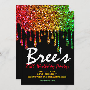 Invitation Glam Rasta Rainbow Parties scintillant Drivers Par