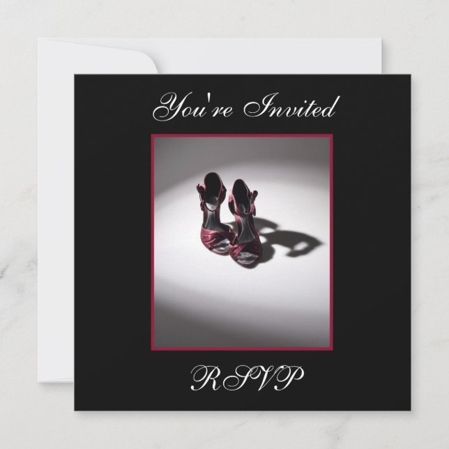 Invitation Glam Red Anniversaire fête Chaussure Carré Invitat (Devant)