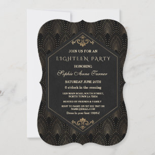 Invitation Glam Roaring 20s Great Gatsby Art Deco Eighteen