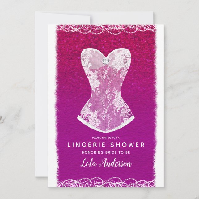 Invitation Glam Rose & Blanc Tendance Lingerie Douche Party (Devant)