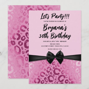 Invitation Glam rose foncé et clair Empreinte de léopard Swee