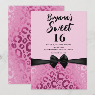 Invitation Glam rose foncé et clair Empreinte de léopard Swee