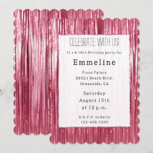 Invitation Glam rose Glitzy rayures étincelantes