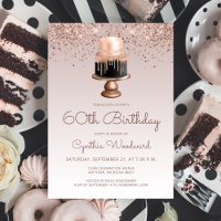 Glam Rose Gold Parties scintillant gâteau 60e fête