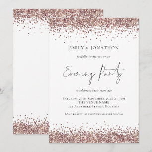 Invitation Glam Rose Gold Parties scintillant Mariage Soirée