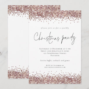 Invitation Glam Rose Gold Parties scintillant Noël