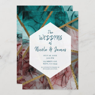 Invitation Glam Rust Blush Turquoise & Gold Chic Modern Maria