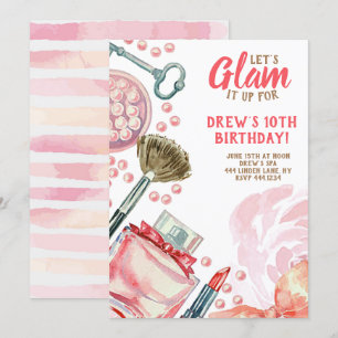 Invitation Glam Spa Maquillage fête d'anniversaire