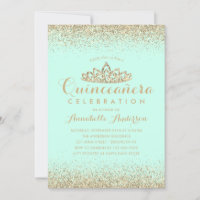 Glam Turquoise Aqua Quinceañera Gold Tiara Parties
