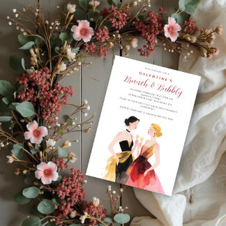 Invitation Glam Two Elegant Women Galentines Day Party