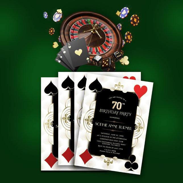 Invitation Glam Vegas Casino Poker Femme 70e anniversaire (Créateur téléchargé)