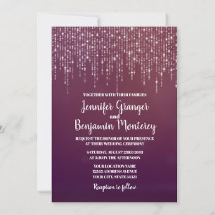 Invitation Glam White Fairy Lights PINK BOKEH Mariage