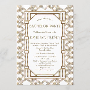 Invitation Glam White Gold Gatsby le Magnifique 20s Enterreme