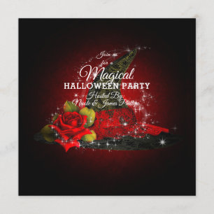 Invitation Glam Witch Casquette Lacy Black & Red Sparkle Part