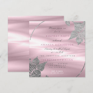 Invitation Glamme florale de soie Lily Argent violet fête d'a