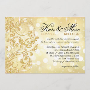 Invitation Glamor Parties scintillant Luxe Bokeh Mariage cha