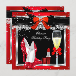 Invitation Glamor Red Parties scintillant talons Silver Champ