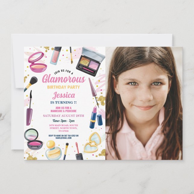 Invitation Glamour Anniversaire Beauté Manucure Party Photo (Devant)