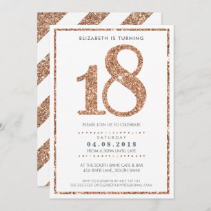 Invitation  glamour d'anniversaire avec âge en GRAND 18 ans e