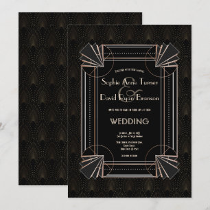 Invitation Glamour Gold Great Gatsby Art Déco Mariage des ann