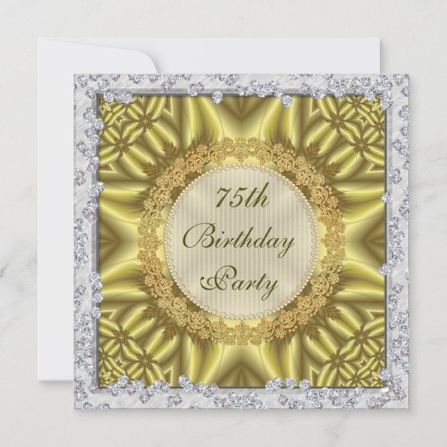 Invitation Glamour Gold & Silver 75e fête d'anniversaire (Devant)