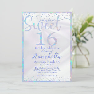Invitation Glamour Iridescente Opal Sweet 16 Anniversaire