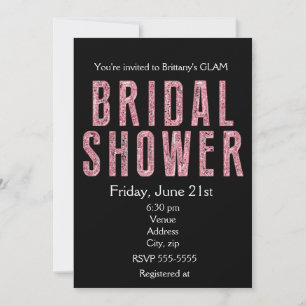 Invitation glamour noir et paillettes roses pour u