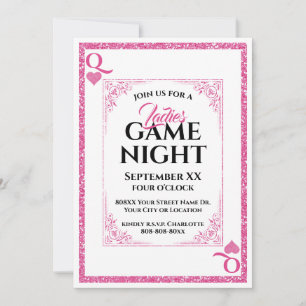 Invitation Glamour Reine des Coeurs Dames Jeu Nuit