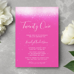Invitation Glamour Rose Clair 21e Anniversaire