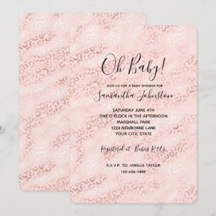 Invitation Glamour Rose Féminin Imprimé Léopard Ombre
