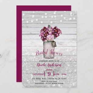 Invitation Glamour rustique Bois & Fleurs de pot Mason Bourgo