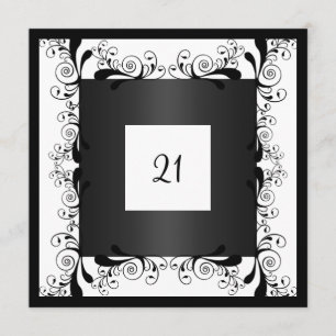 Invitation Glamour White Black Floral