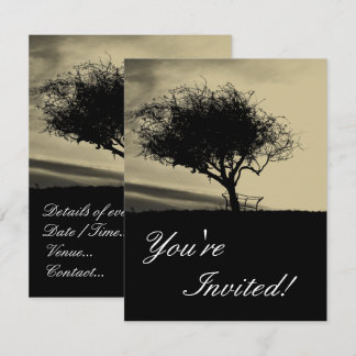 Invitation Glastonbury Hawthorn. Arbre sur Hill. Couleur Sepi