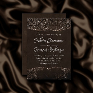 Invitation Glimmery Bronze Grunge   Riche Brown verre Damas