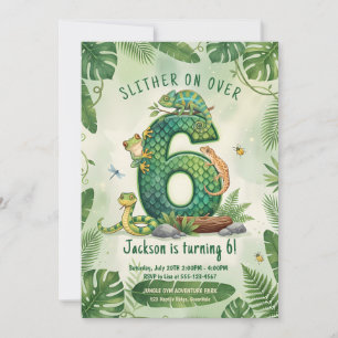 Invitation Glissez sur la jungle de reptiles pour le 6e anniv