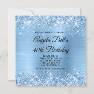Invitation Glitter Bleu clair Fhuile Fancy Monogramme