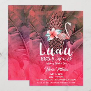 Invitation Glitter deananas tropical rose pour une soirée de