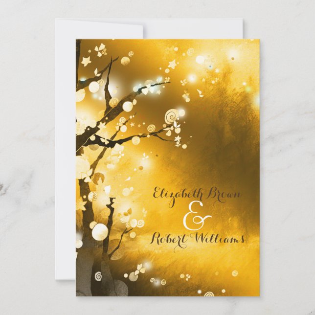 Invitation Glitter Golden Forest Mariage d'automne (Devant)