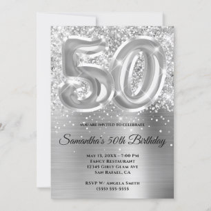 Invitation Glitterie brillante en argent 50e anniversaire