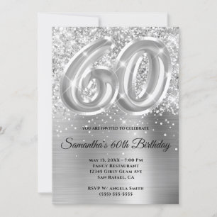 Invitation Glitterie brillante en argent 60e anniversaire