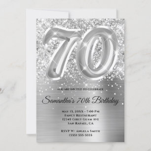 Invitation Glitterie brillante en argent 70e anniversaire