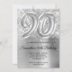 Invitation Glitterie brillante en argent 90e anniversaire