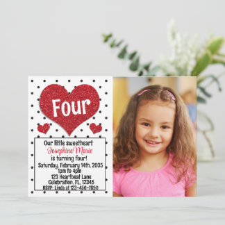 Invitation Glitterie Coeur Rouge Chéri Tout Âge Anniversaire 