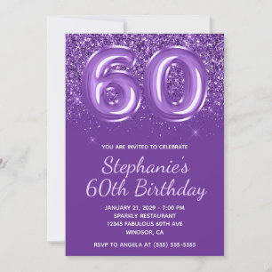 Invitation Glitterie étincelante Royal Purple Numéro 60 Anniv