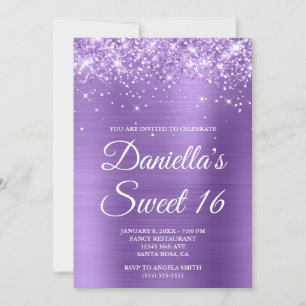 Invitation Glitterie légère Purple Foil doux 16