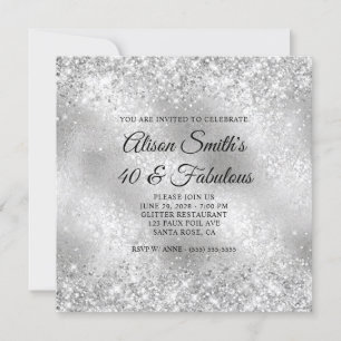 Invitation Glitterie Silver Frosted Glass 40 & Fabuleux