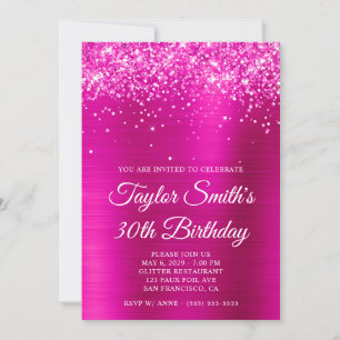 Invitation Glittery Hot Pink 30e anniversaire